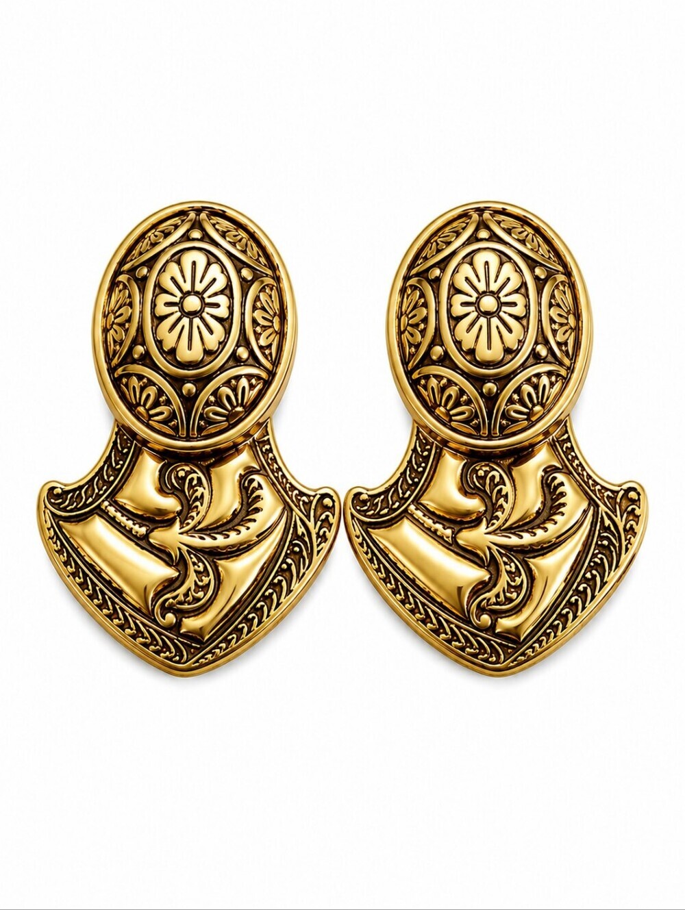 VTG BEN-AMUN Chunky Statement Clip-on Etruscan Warrior Castlecore Earrings